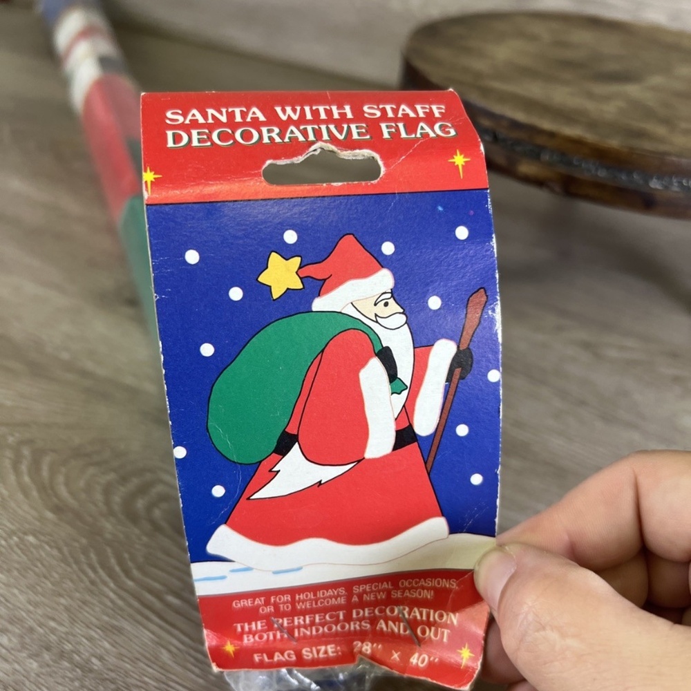 Vintage Yard Banner Flag Garden Christmas Santa 28 x 40 Handmade Outdoor 2 Sided
